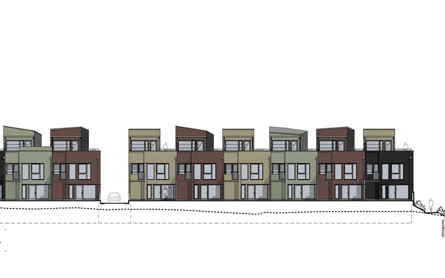 Rekke B, fasade mot vest